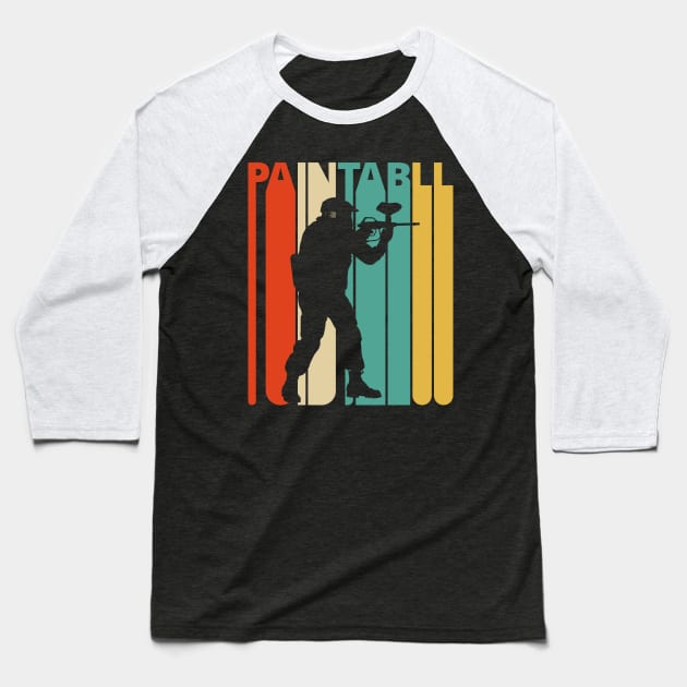 Paintball Silhouette, retro design. Baseball T-Shirt by MadebyTigger